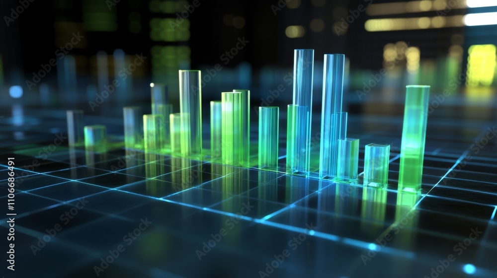 Leinwandbilder Vibrant Digital Data Visualization with Colorful 3D Bar Graphs
