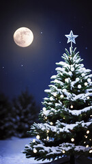Naklejka premium christmas tree and moon