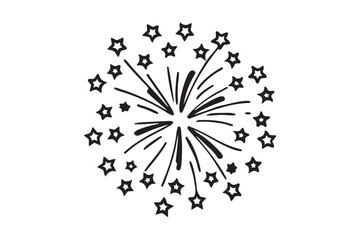 Obraz premium Fireworks Display Silhouettes - Celebration Theme on White.