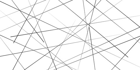 Obraz premium Random diagonal line on white background. Black line, Abstract black random chaotic liens with many squares and triangles shape background.
