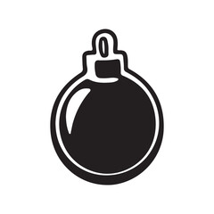 Silhouette Bomb Icon Vector Illustration on White.