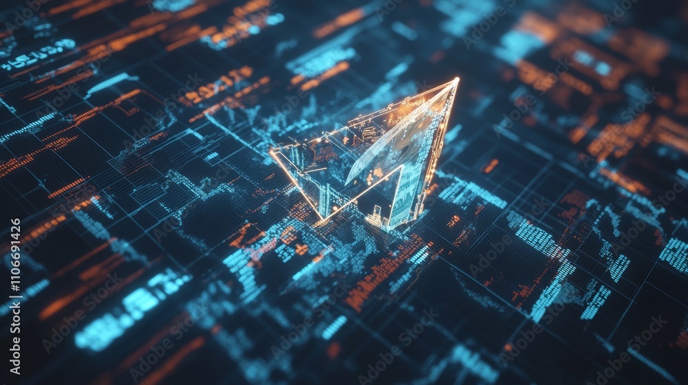 Poster digital arrow animation virtual space graphic design futuristic environment abstract viewpoint techn