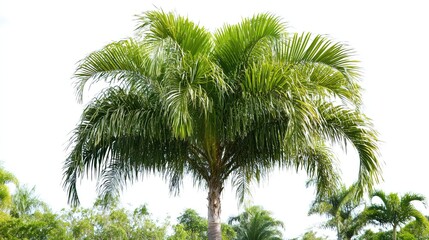 Fototapeta premium Lush green palm tree isolated on white background.
