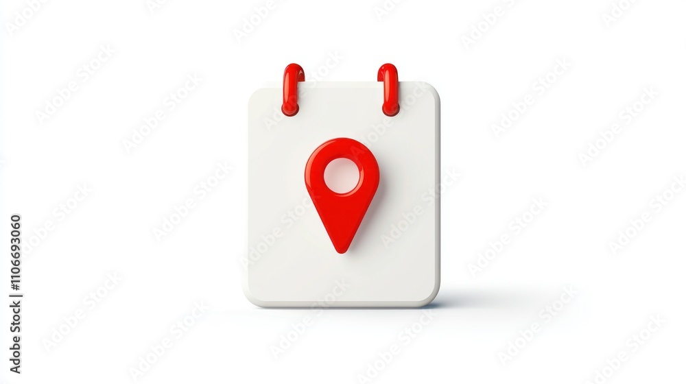 Poster a simple, clean calendar icon with a red date marker on a white background, symbolizing an important