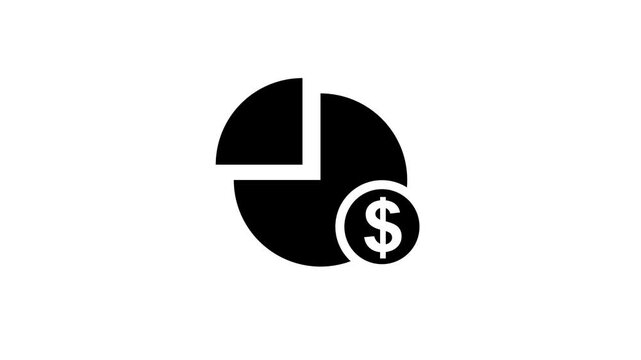 Pie chart, financial graph chart icon animation. round chart with dollar sign.