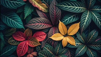 Vibrant Leaves Background: Colorful Painting Pattern for Nature Inspired Art and Design