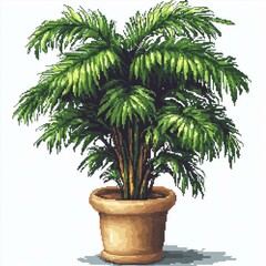 Obraz premium tropical plant 8 bit pixel art - plant, potted plant, indoor plant, home decor, green foliage, houseplant, tropical plant
