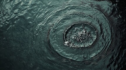 4.Top-down view of water droplets falling rhythmically into a smooth pool, causing gentle ripples to spread. The surface of the water reflects the ambient light, and the delicate waves create a