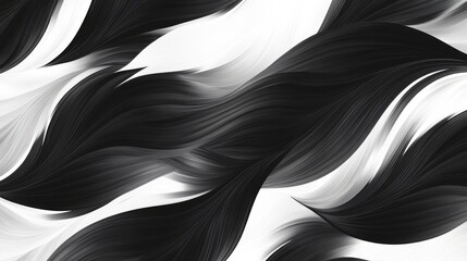 76.Seamless black and white diagonal pattern featuring fluid, wavy lines. The abstract design creates a sense of movement, with curving stripes flowing diagonally across the surface. The monochrome