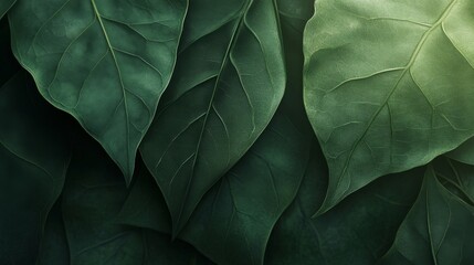 Obraz premium Lush green leaves nature close-up photography fresh environment natural light serenity concept for peaceful living