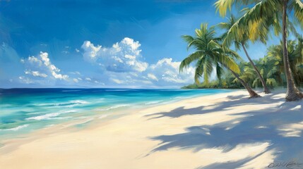 Obraz premium Relaxing day at the beach tropical island art illustration sunny environment scenic viewpoint calm concept