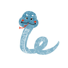 Fototapeta premium Cute cartoon version of blue snake