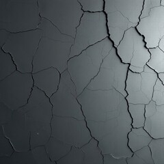 Obraz premium Dark concrete wall with intricate cracks and peeling paint texture, industrial look, urban decay, broken pavement, worn surface