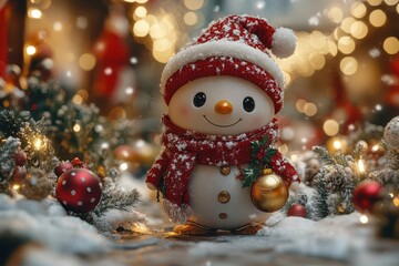 whimsical christmas scene featuring a funny cartoon character dressed in festive attire, surrounded by holiday decorations and cheerful elements, evoking a sense of joy and humor