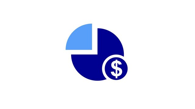 Pie chart, financial graph chart icon animation. round chart with dollar sign.