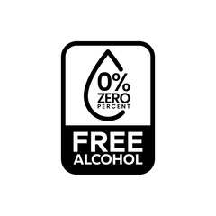 Alcohol free icons. No alcohol logo. Zero percent alcohol symbol. Vector illustration.	