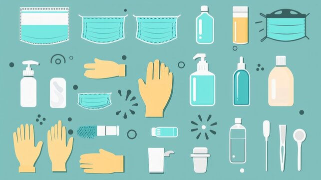 A visual reminder protocols, featuring icons for masks and handwashing.