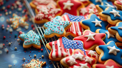 Fototapeta premium Cookies_in_the_shape_of_the_US_flag 