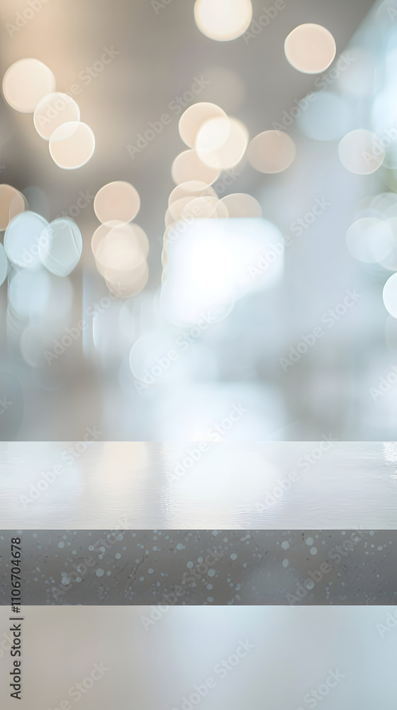 Poster a blurred background featuring soft lighting with a clear surface in the foreground.