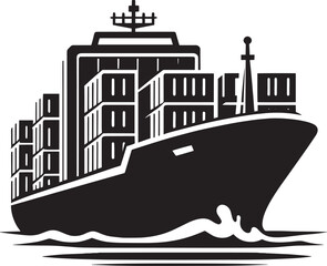 Obraz premium Big container ship silhouette vector illustration isolated on a white background