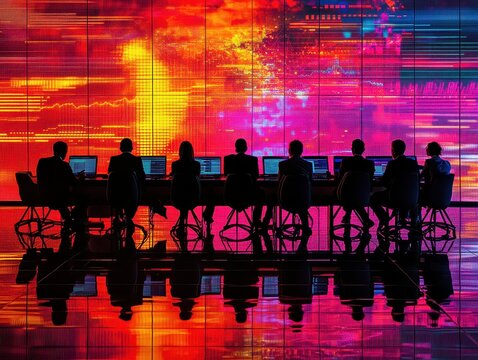 Economists analyzing international trade data at a multinational conference