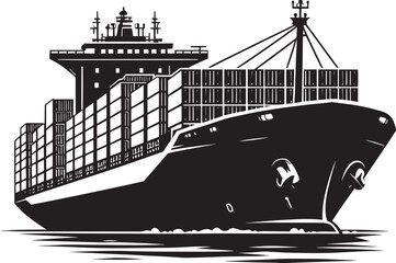 Big container ship silhouette vector illustration isolated on a white background