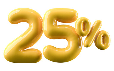 Discount 25 Percent Off Sale Yellow Number 3D Illustration