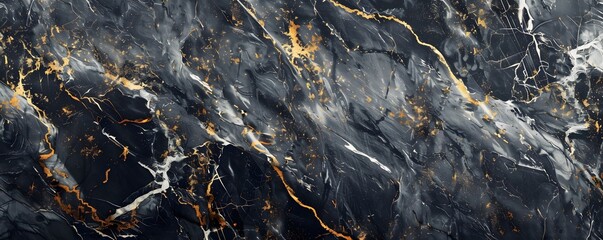 Abstract Black Marble With Gold Veins Design