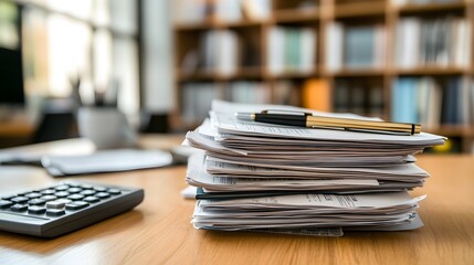 Medical bills scattered across a desk, symbolizing the financial burden and stress of healthcare costs, highlighting the need for affordable and accessible medical care for all.