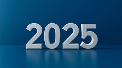 The 2025 new year business goals concept. 3D number "2025" with copy space.