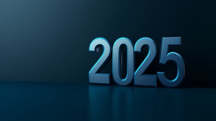 The 2025 new year business goals concept. 3D number "2025" with copy space.