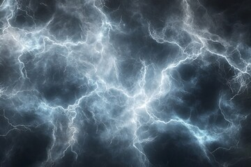 A dramatic depiction of lightning bolts against a dark, cloudy background.