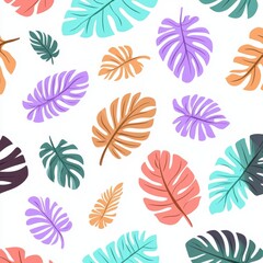 Tropical Leaf Seamless Pattern Design for Summer Background