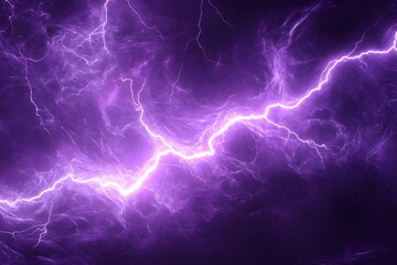 Fototapeta premium A dramatic depiction of purple lightning illuminating a dark, swirling atmosphere.