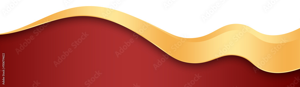 Sticker Red and Gold Footer Wave Banner