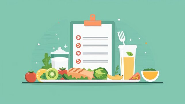 Balanced Diet Meal Plan with Fresh Fruits and Vegetables