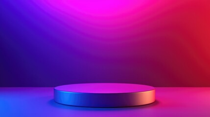 Circular Platform Against a Purple and Pink Gradient Background