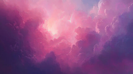 Dreamy Pink and Purple Cloudscapes: A Painterly Digital Artwork of Sunrise and Sunset Skies