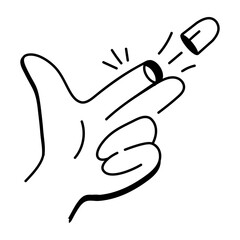 Obraz premium Drawing style icon of gun gesture with cut finger