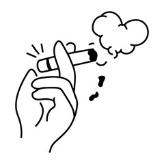 Smoking hand icon designed in doodle style 

