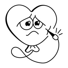 Heart balloon popping with need, doodle icon 

