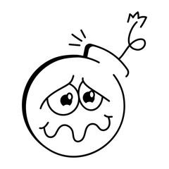 A hand drawn icon of bomb character 
