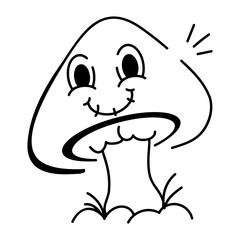 A hand drawn icon of creepy mushroom  
