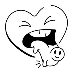 Heart emoticon icon designed doodle style 
