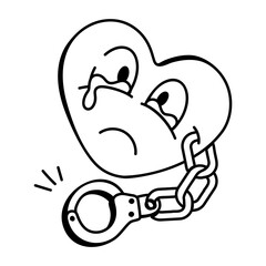 Hand drawn icon of sad heart crying 

