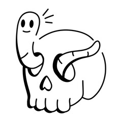 A hand drawn icon of snake skull 


