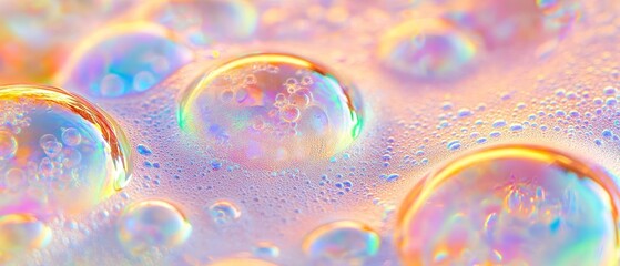 Colorful Iridescent Soap Bubbles Foam Texture Close-up Abstract Background