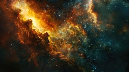 Fototapeta premium a mystical force in space, sourounded by nothingness and warmly on fire