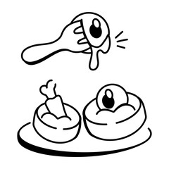 Doodle style icon of spooky food 

