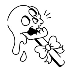Doodle style icon of skull lollipop 

